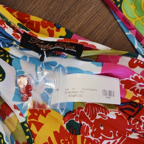 Trashy Diva Taylor Dress - Psychedelic Dragons DESIGNER EMBROIDERED 60s NWT 16 - Picture 4 of 10